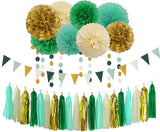 Sage-Green Beige-Gold Baby Bridal-Shower Decorations - 30pcs Rustic