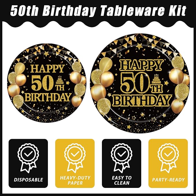 96Pcs 50th Birthday Party Tableware Set, Back in 1976 Birthday Party