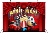 Movie Night Backdrop Fabric 10x6.5ft Cinema Popcorn Light Movie