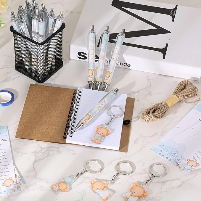 289 Pieces Baby Shower Gifts for Guest Blue Bear Ballpoint Pens and