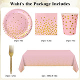 Pink and Gold Party Supplies Includes 9" Paper Plates and Napkins