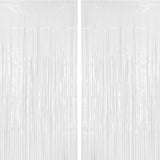 PIGETALE 2 Pack 3.2 ft x 8.2 ft White Tinsel Curtain Party Backdrop