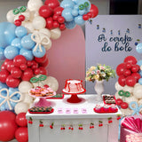 CROSSFINGERS Cherry Red and Blue Balloon Garland Arch Kit,150pcs Bow