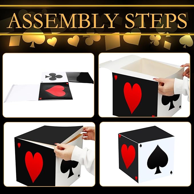 12 PCS Casino Theme Party Decoration 11.8 Inches Poker Favor Boxes