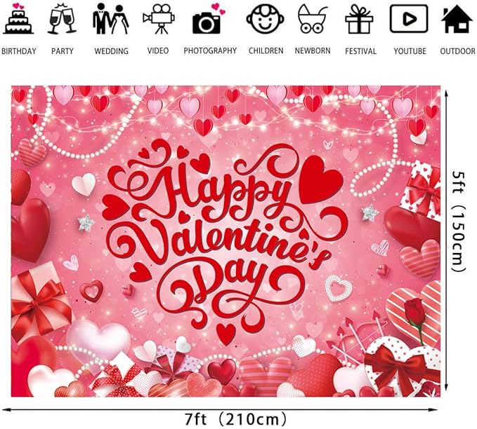 Happy Valentine's Day Backdrop Romantic Love Hearts Valentine's Day