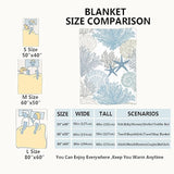 Nautical Coastal Blanket Starfish Seashell Coral Beach Themed Throw