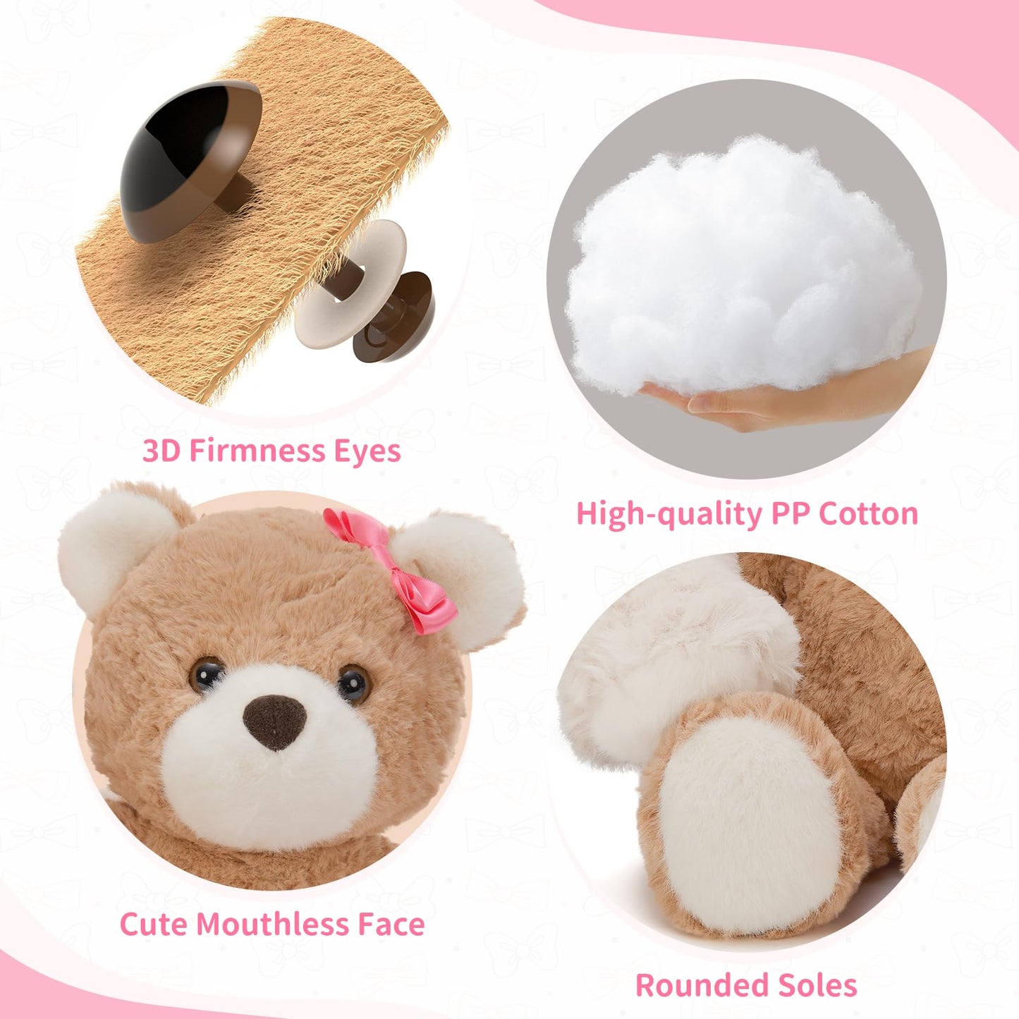 Muiteiur 2 Packs Teddy Bears Bulk, 13.8 Inch Teddy Bear Set with Pink