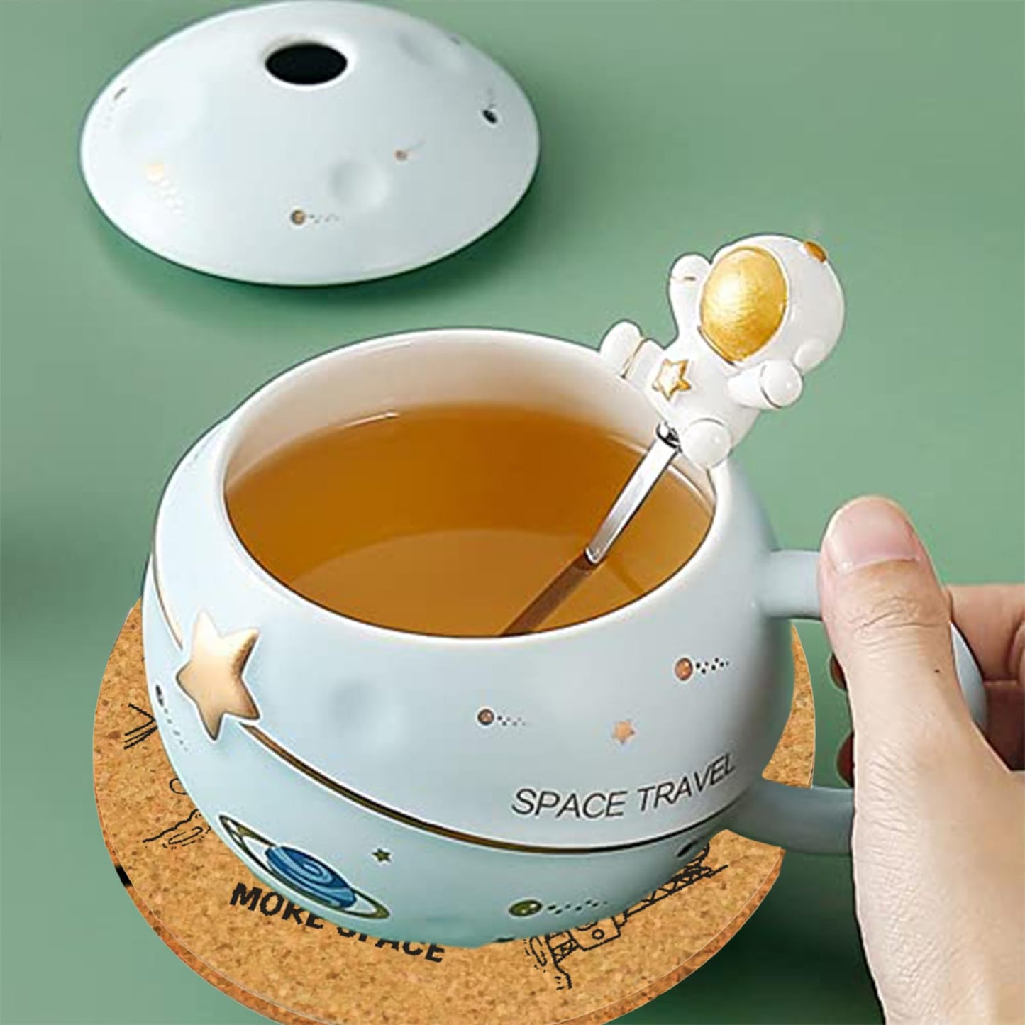 Yalucky Kawaii Astronaut Cup Space Embossed Planet Mug, Cute Ceramic