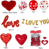 1060PCS Valentine's Day Balloons Kit with 1000 Pcs Silk Rose Petals