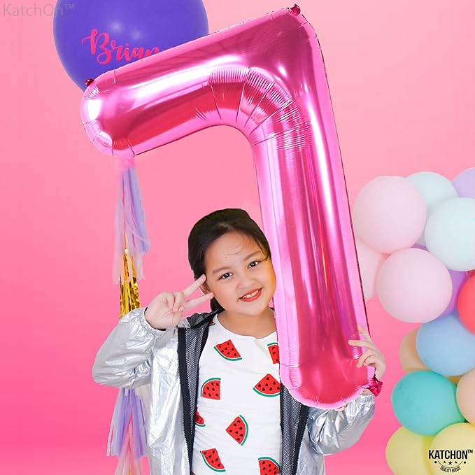 KatchOn, Giant Hot Pink Number 7 Balloon - 40 Inch | Pink 7 Mylar