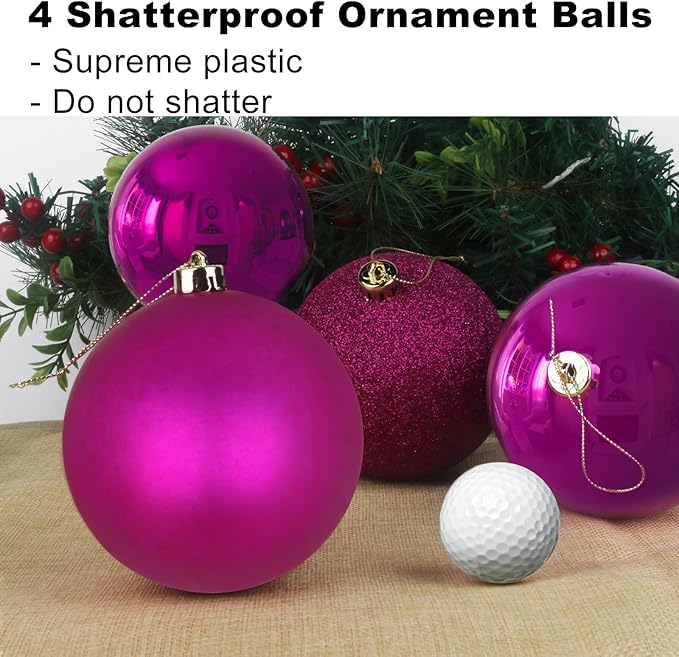 Fuchsia 4.0" X Large Christmas Balls - Christmas Tree Decoration