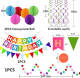 FECEDY Colorful Happy Birthday Banner Paper Triangle Flag Bunting