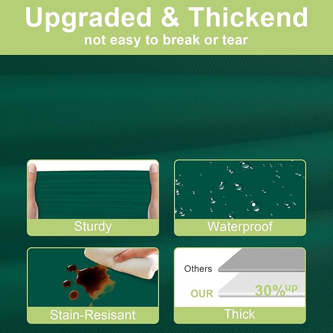 QIKSION Dark Green Plastic Table Cloth Disposable 2 Pack, 54 x 108