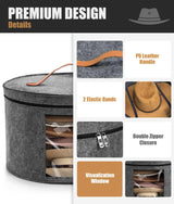 PANGTON Hat Box, Travel Hat Storage Box, Foldable Space-saving Hats