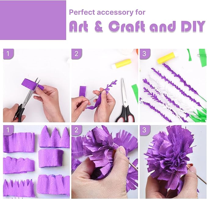 PartyWoo Pink and Purple Crepe Paper Streamers 4pcs 328ft Pack of