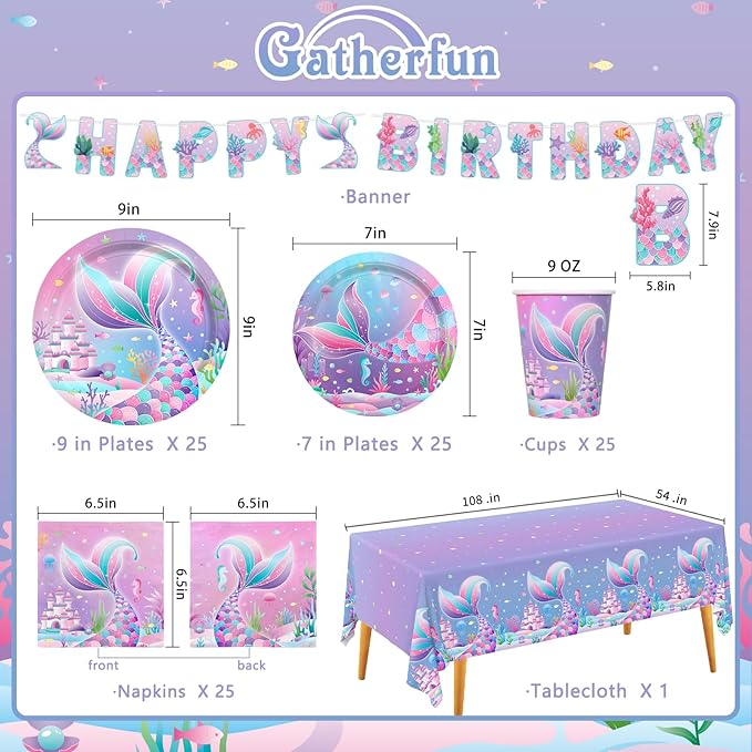 Mermaid Birthday Decorations for 25 Guests Mermaid party supplies