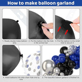 Amandir 153pcs Blue and Black Balloons Arch Garland Kit Different