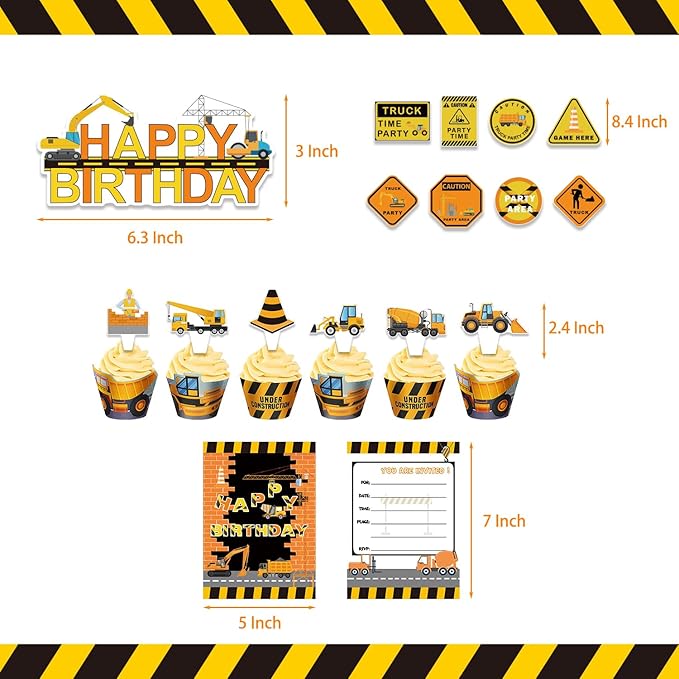Construction Birthday Party Supplies 207 Pcs Dump Truck Party