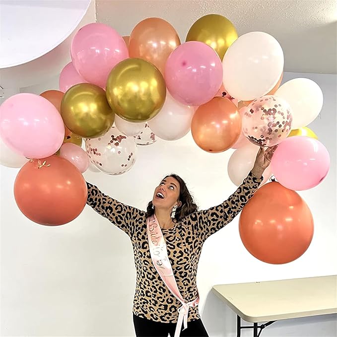 Pink Gold Balloons Set 12 Inch Matte Pink Pastel Baby Pink Metallic