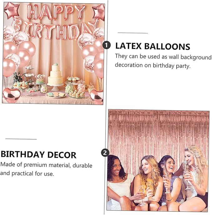 28pcs Rose Gold Birthday Balloons Party Decoration Set with Sequin