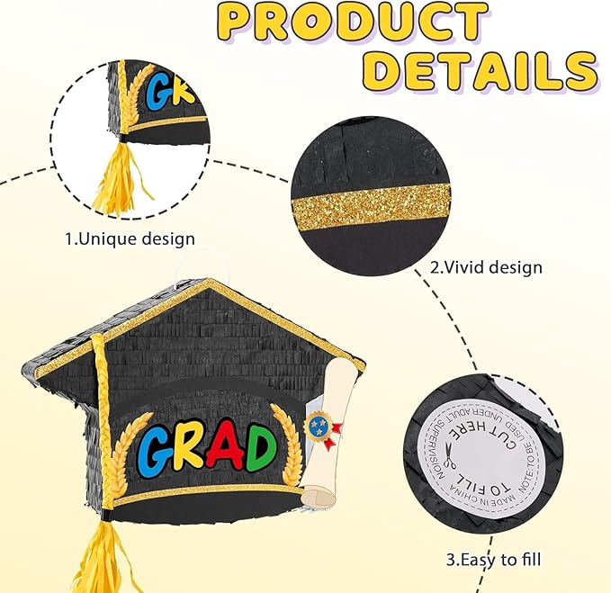 Graduation Piñata Graduation Cap Piñata with Blindfold Bat Tassel