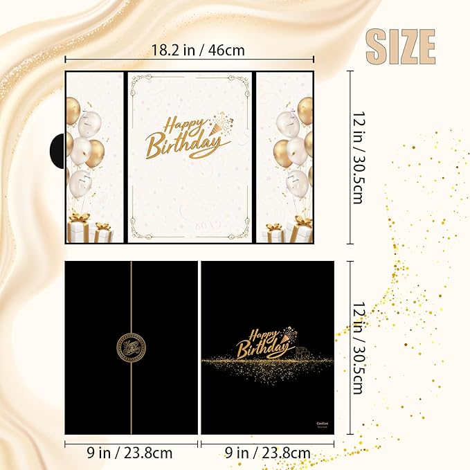 CosiCosi Black and Gold Birthday Decorations, Guest Sign-In Book