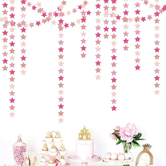 Hot Pink Rose Gold Party Decorations Garland 62ft Twinkle Little