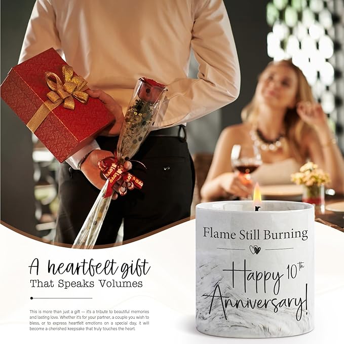 10th Anniversary Candle 10th Anniversary Present for Him Her Wife