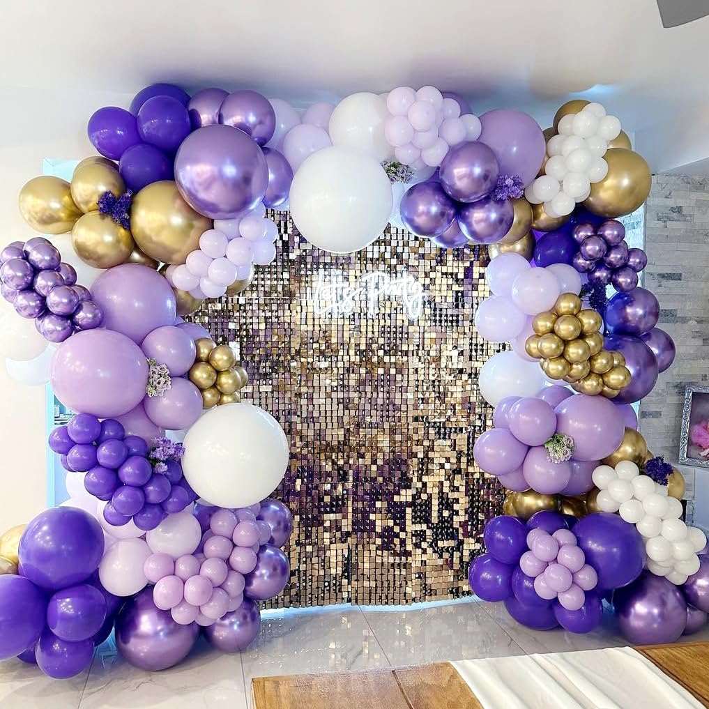 Purple Balloon Garland Arch Kit, 162pcs Dark Purple Lavender Light