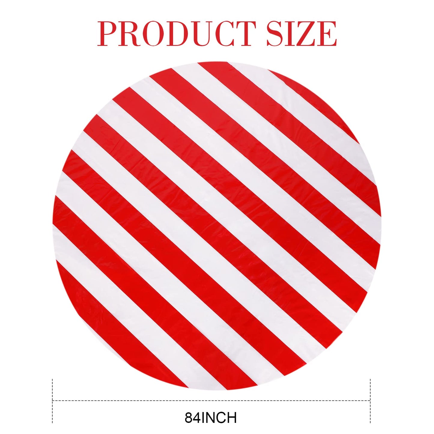 Tatuo 3 Pcs Red and White Round Circus Table Cloth 84 Inch Carnival