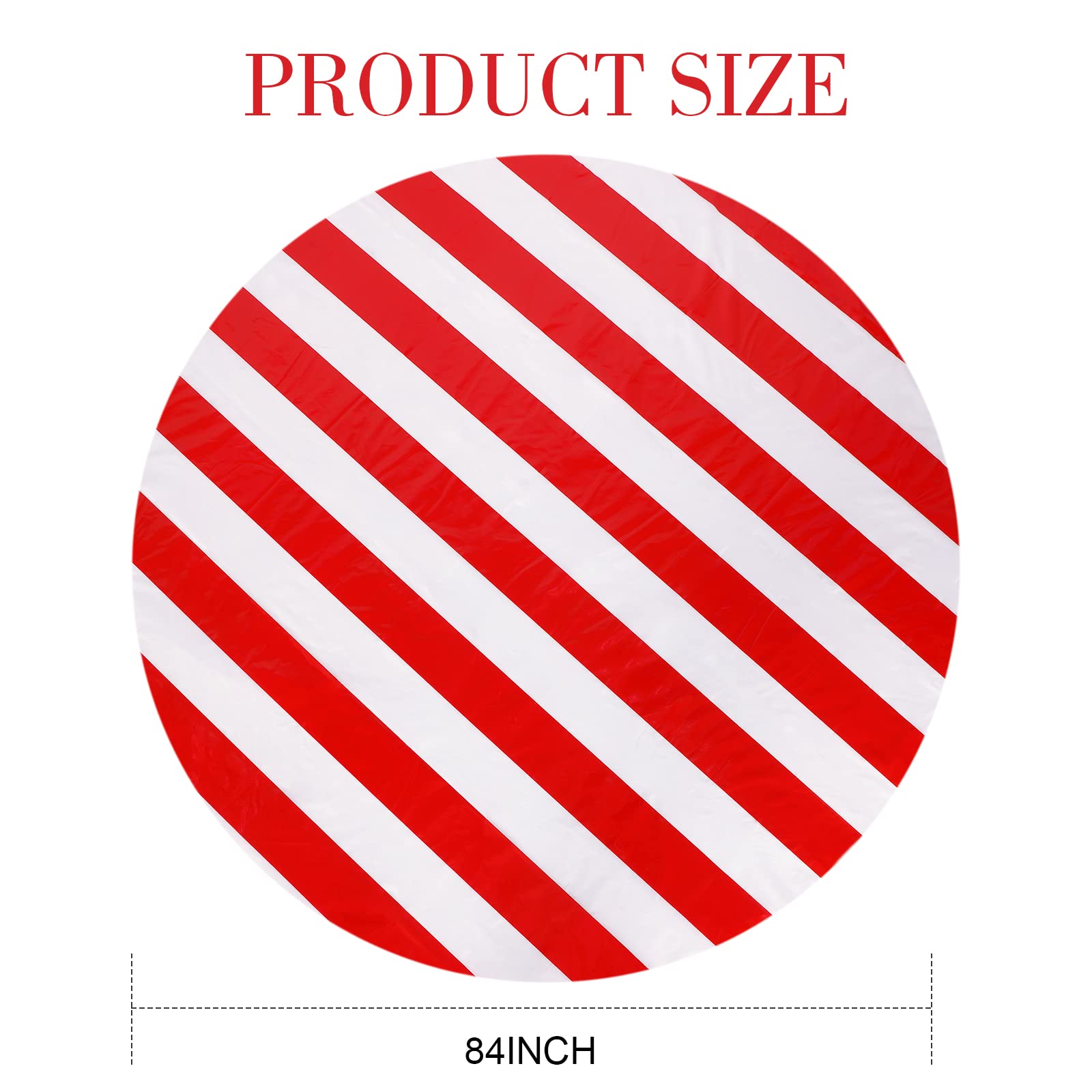 Tatuo 3 Pcs Red and White Round Circus Table Cloth 84 Inch Carnival