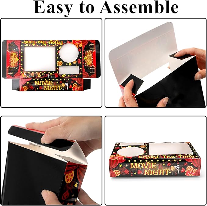 50 Pcs Movie Night Snack Tray Disposable Movie Snack Holder Box