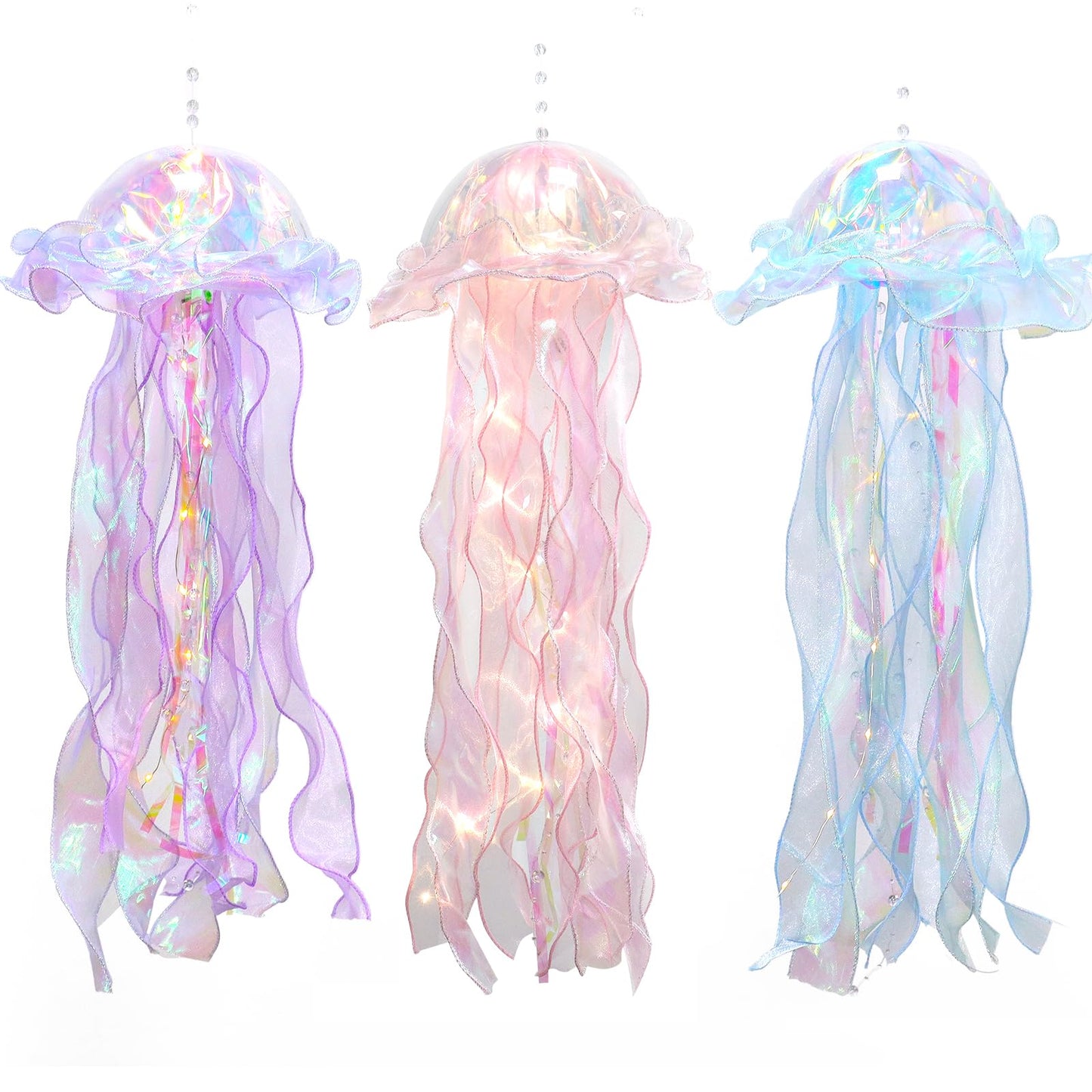 Glitter Iridescent Jellyfish Hanging Decor Blue Purple Jellyfish Kit