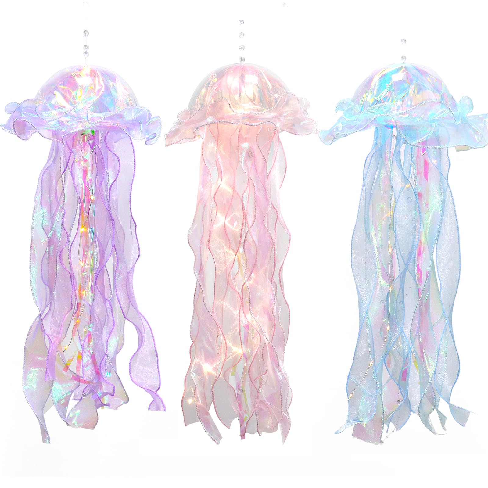 Glitter Iridescent Jellyfish Hanging Decor Blue Purple Jellyfish Kit