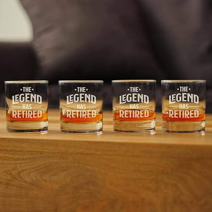 Bevvee The Legend Has Retired - Whiskey Rocks Glass - Funny