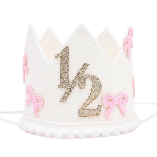 Jissoo Bow 1/2 Birthday Crown - 6 Months Birthday Decorations,Little