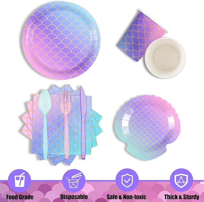 172 Pcs Mermaid Birthday Decorations Mermaid Party Supplies Include
