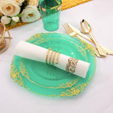 Hioasis 350pcs Green and Gold Plastic Plates - Green Party Plates for