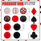 18 Pcs Casino Party Decoration 3D Poker Hanging Paper Lantern Red