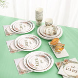 350 Pcs Boho Baby Shower Decorations for Girl, Baby Shower Plates and