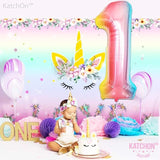 KatchOn, Giant 40 Inch, Rainbow Number 1 Balloons - Number One