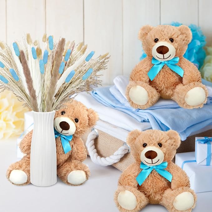 6 Sets 123 Pcs Bear Baby Shower Table Centerpieces Dried Pampas Decor