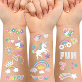 Temporary Tattoo for Kids Unicorn Rainbow Flower Cute-118 Glitter