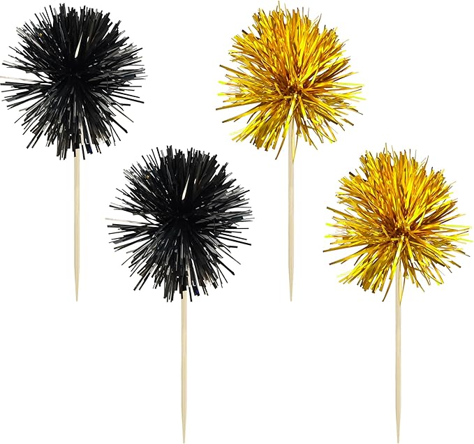 Gyufise 30Pcs Foil Firework Cupcake Toppers Sparkle Tinsel Cake #7