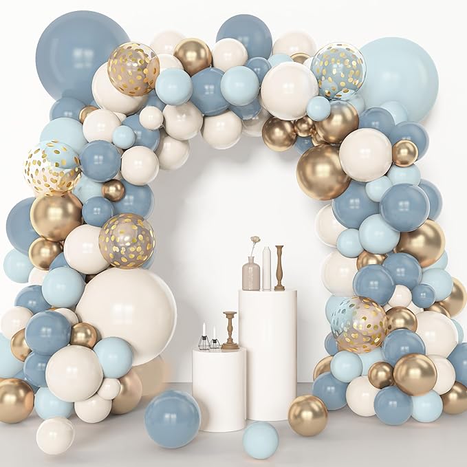 Amandir 153pcs Dusty Blue Balloon Garland Arch Kit, Different Sizes