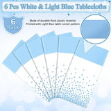 MASHAN 6Pcs White and Light Blue Polka Dot Plastic Rectangular