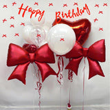 Red Bow Birthday Decorations, Red Happy Birthday Banner with Satin