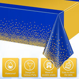 3Pcs Blue and Gold Tablecloth Party Decorations,Plastic Royal Blue