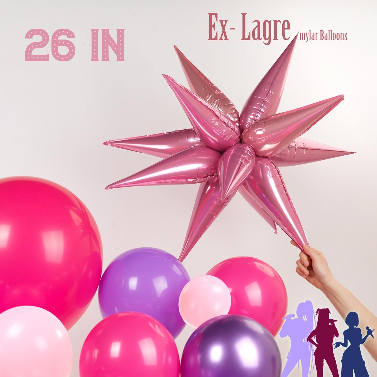 K-Pop Music themed Birthday Decorations with Hot Pink Metallic Purple