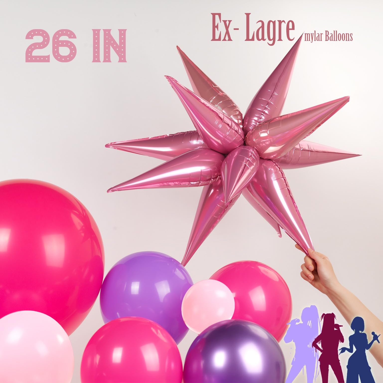 K-Pop Music themed Birthday Decorations with Hot Pink Metallic Purple